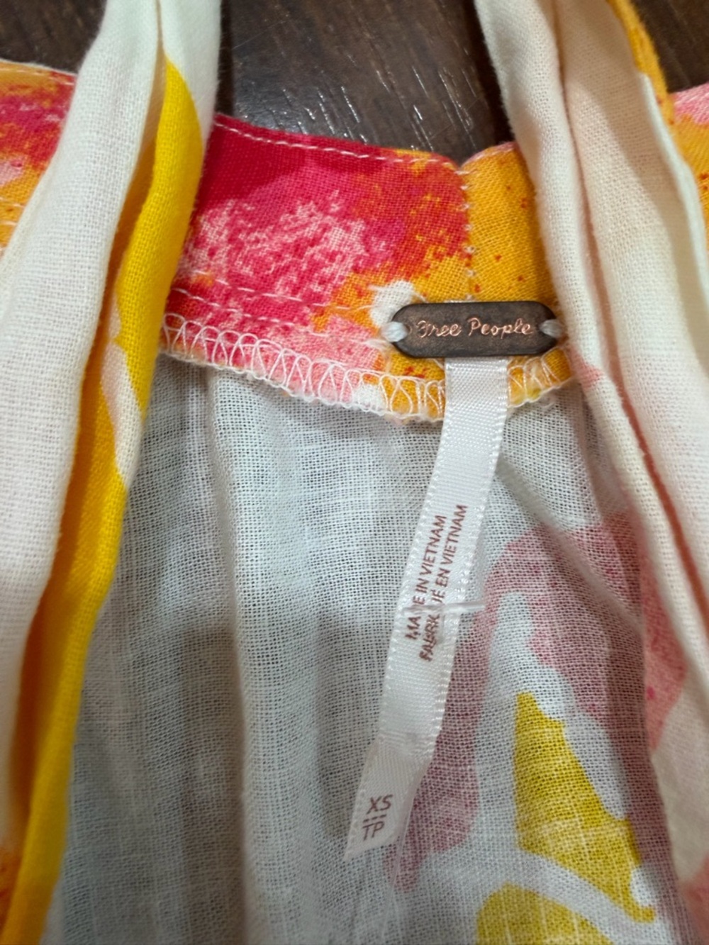 Free People Moonshine Linen Blend Sundress Floral Tiered Women's XS Yellow - Picture 7 of 9